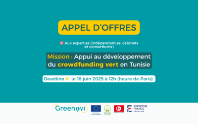Appel d’offres pour un appui technique au développement du crowdfunding vert à but lucratif en Tunisie