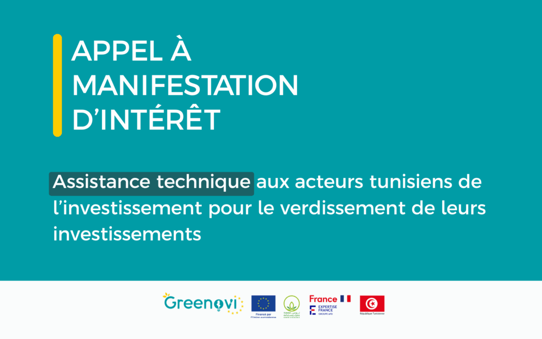 Appel à manifestation d’intérêt –  Assistance technique aux acteurs tunisiens de l’investissement  pour le verdissement de leurs investissements
